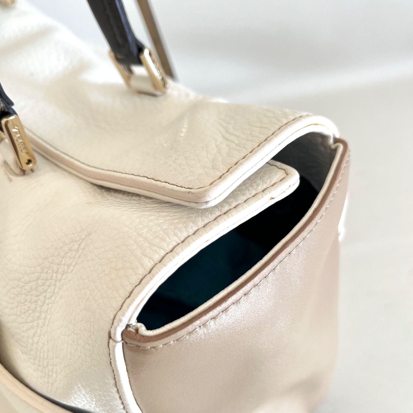 FURLA フルラ バイカラー トートバッグ ハンドバッグ レザー ホワイト 