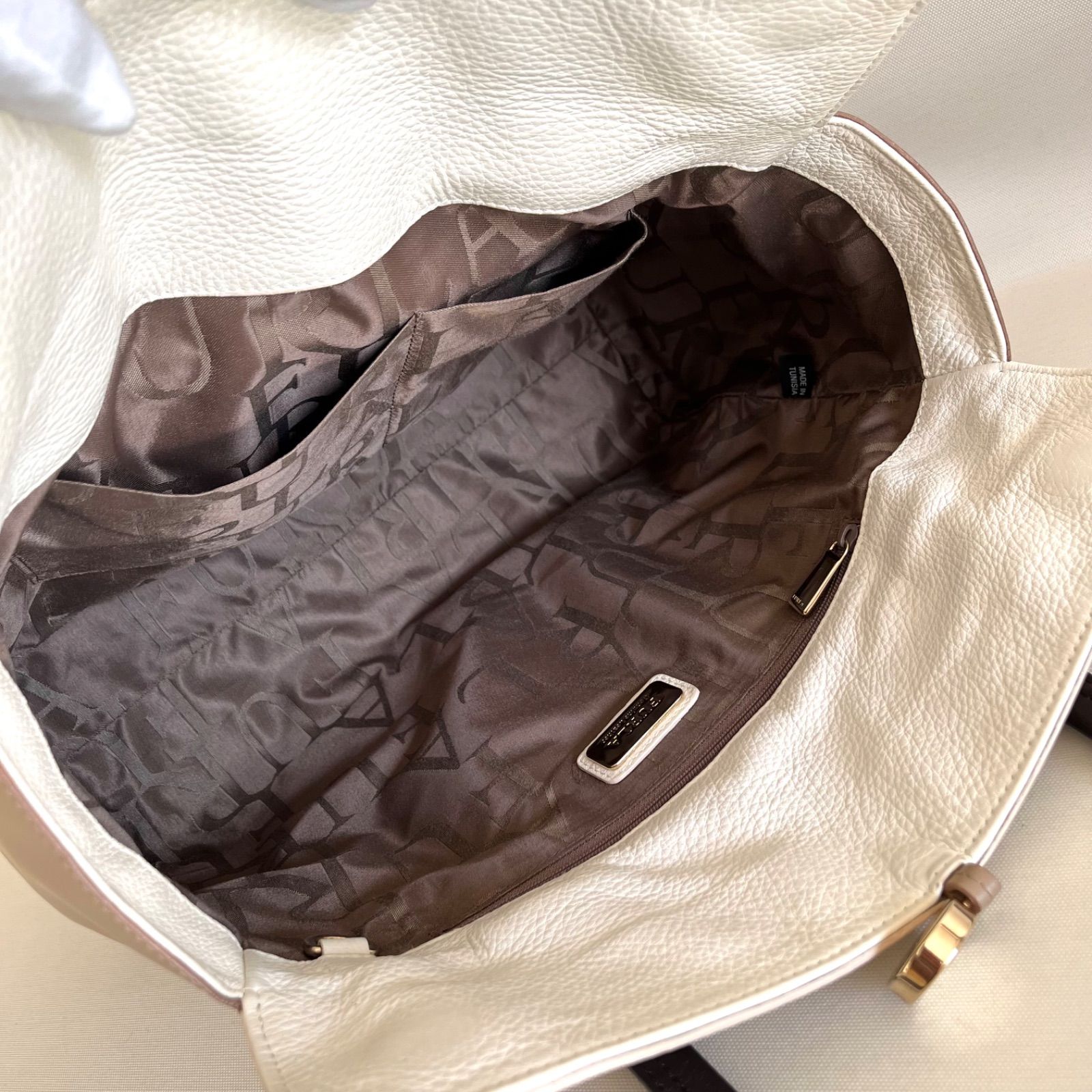 FURLA フルラ バイカラー トートバッグ ハンドバッグ レザー ホワイト 