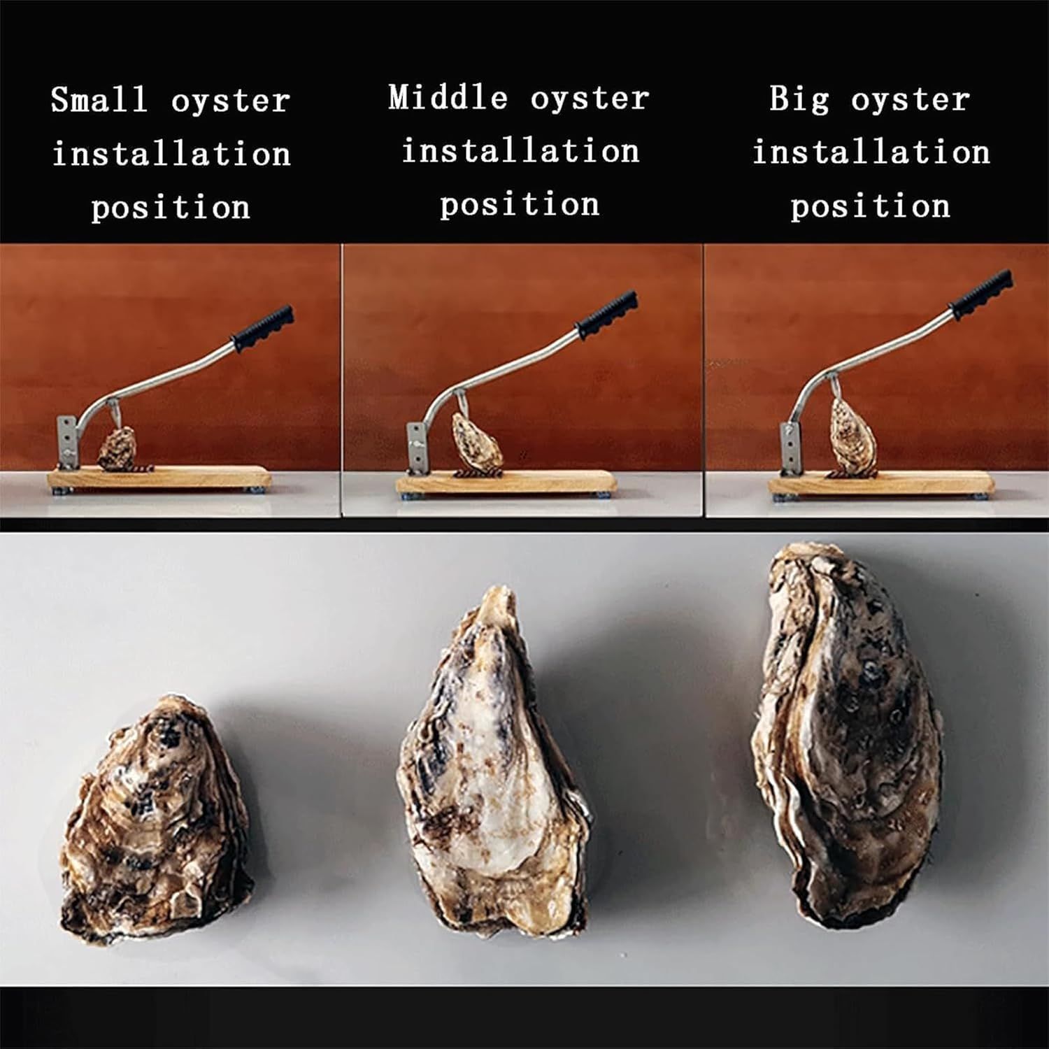 オイスターオープナーマシン 湾曲した長いハンドルと7つの溝デザインを備えた牡蠣殻むきマシン 3つの位置で高さ調節 500 Hの出力 完全なストリッピング レストラン用