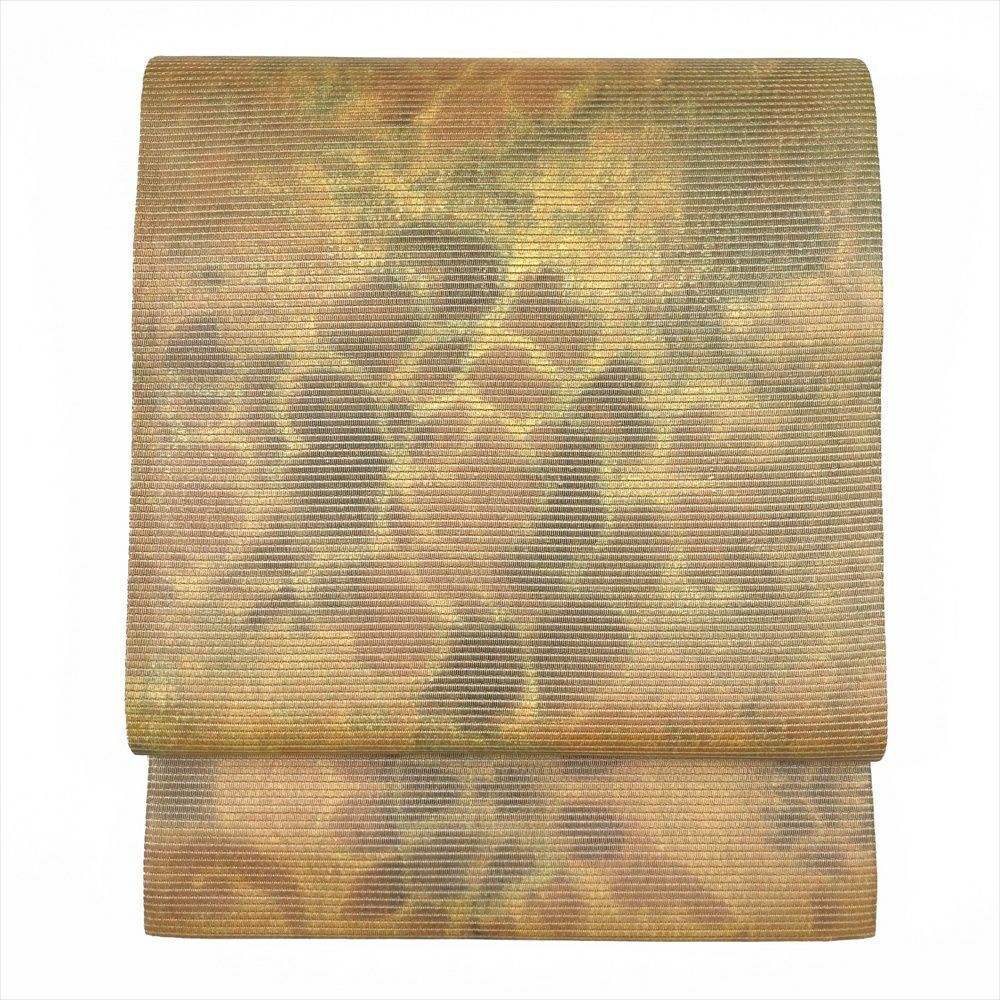 たんす屋 リユース帯 帯 袋帯 黄色 カジュアル 六通 花 シルエット 0