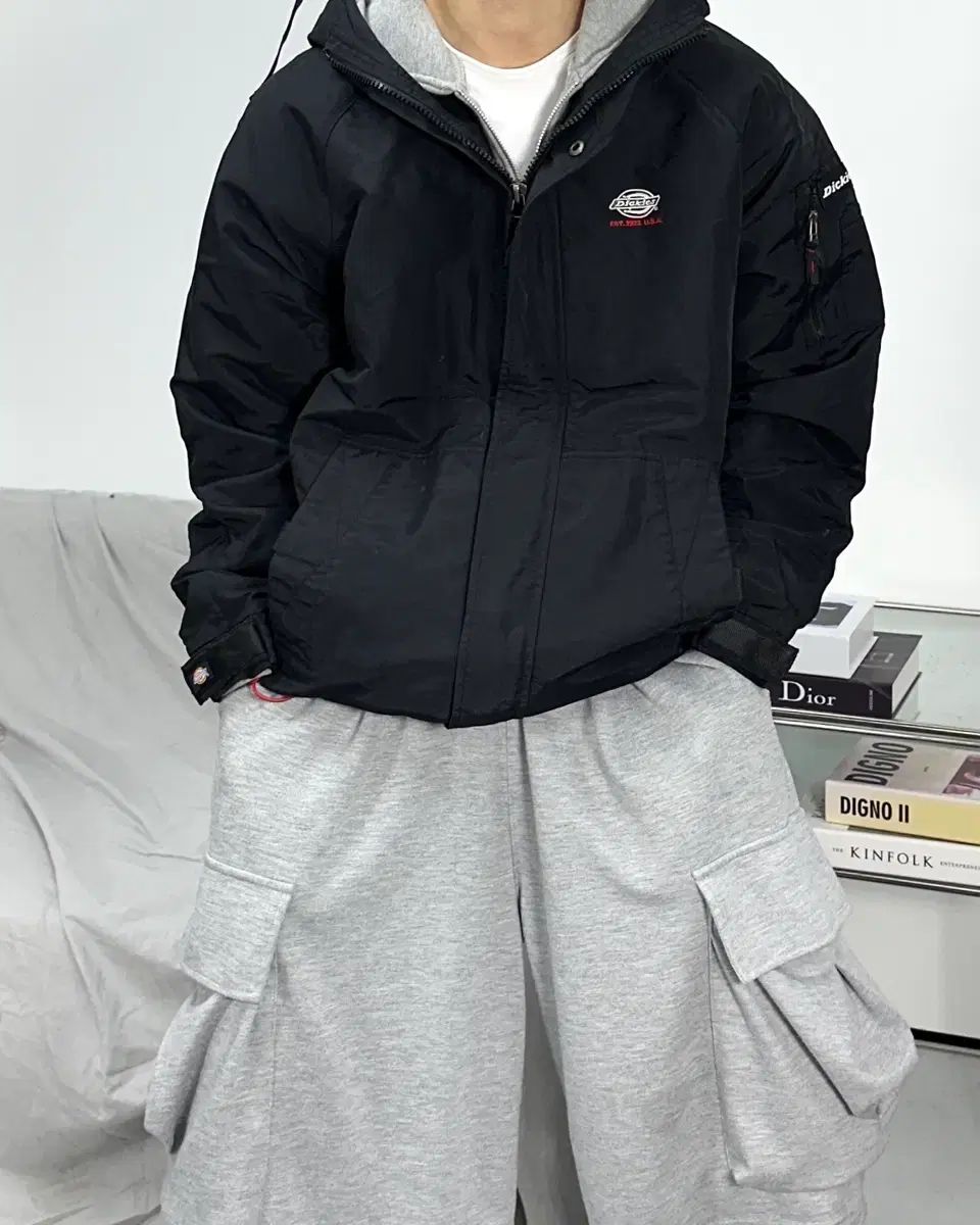 ディッキーズ ブラック ウィンドブレーカー ジャケット L