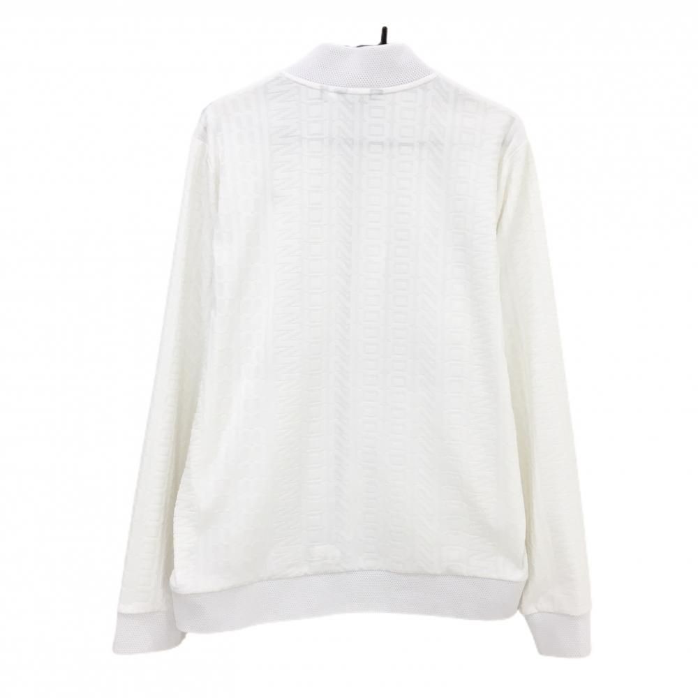 美品】ミズノゴルフ ジャケット 白 総柄織生地 ネック・裾メッシュ