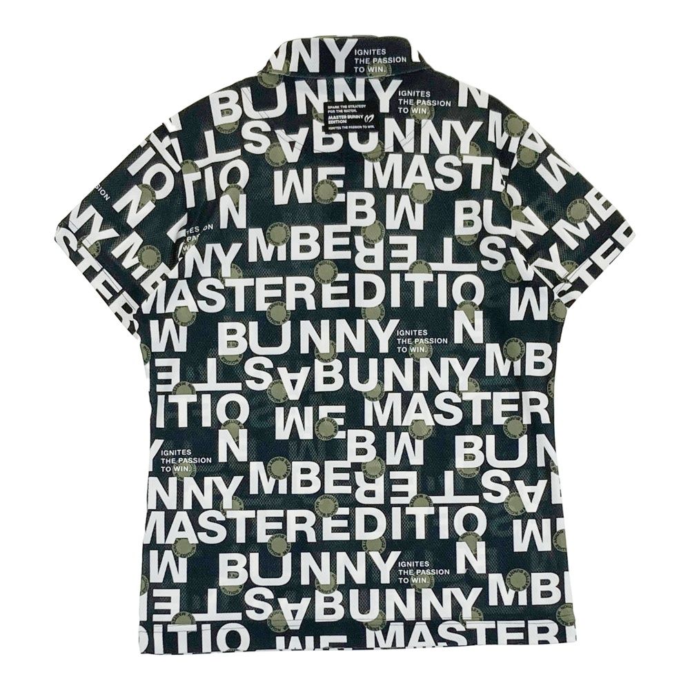 サイズ 0 MASTER BUNNY EDITION マスターバニーエディション 半袖ポロシャツ ロゴ総柄 ブラック系 ゴルフウェア レディース ストスト