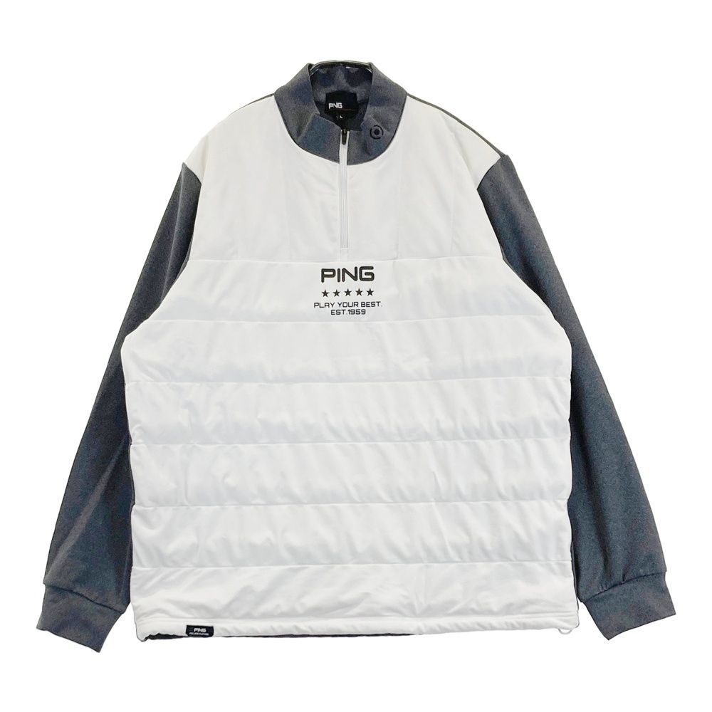 サイズ L PING ピン モデル 切替 ハーフジップ 中綿ジャケット ホワイト系 ゴルフウェア メンズ ストスト