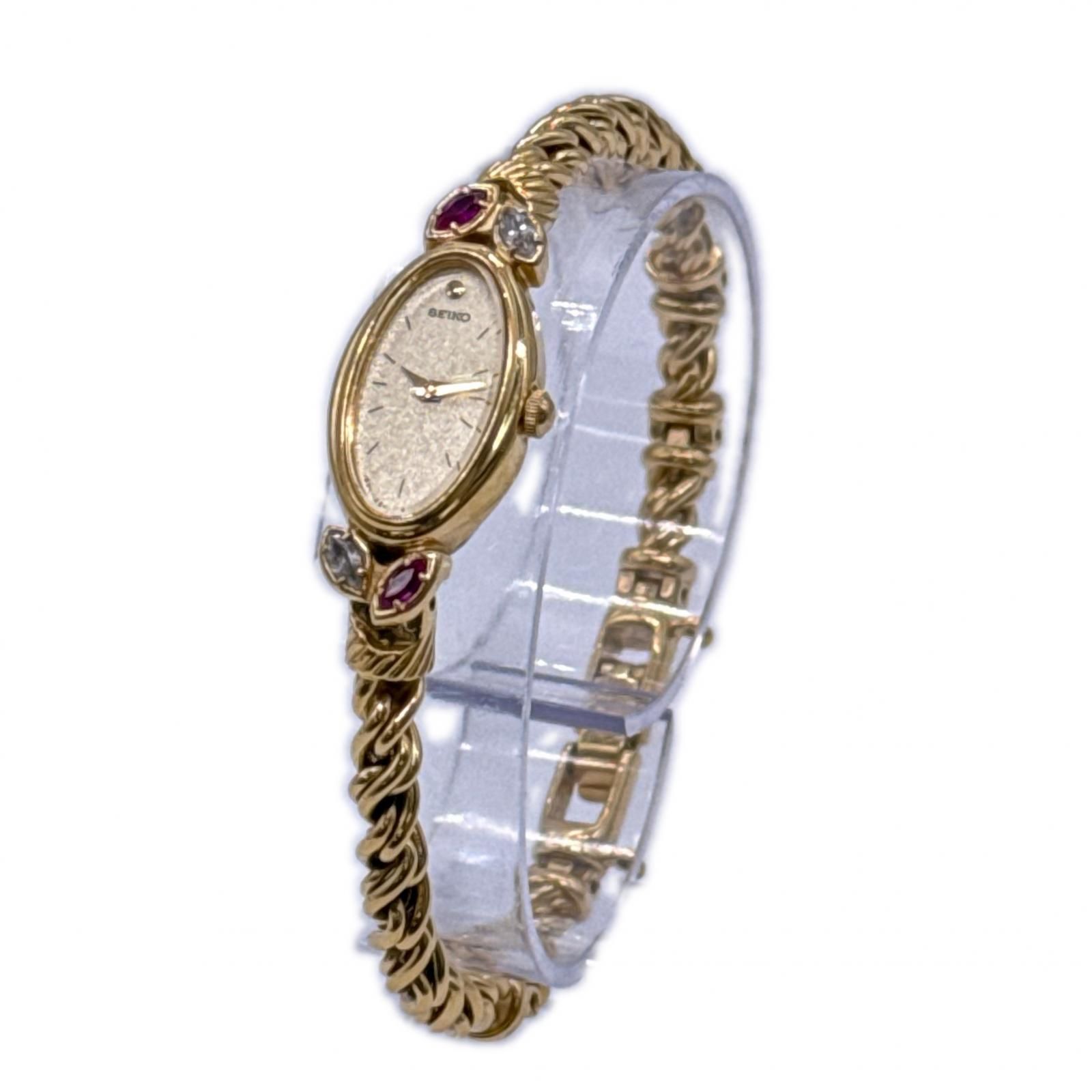 正常可動 SEIKO セイコー 7 D 0380 腕時計 装飾入り ジュエリーウォッチ クォーツ ゴールド ステンレス レディース