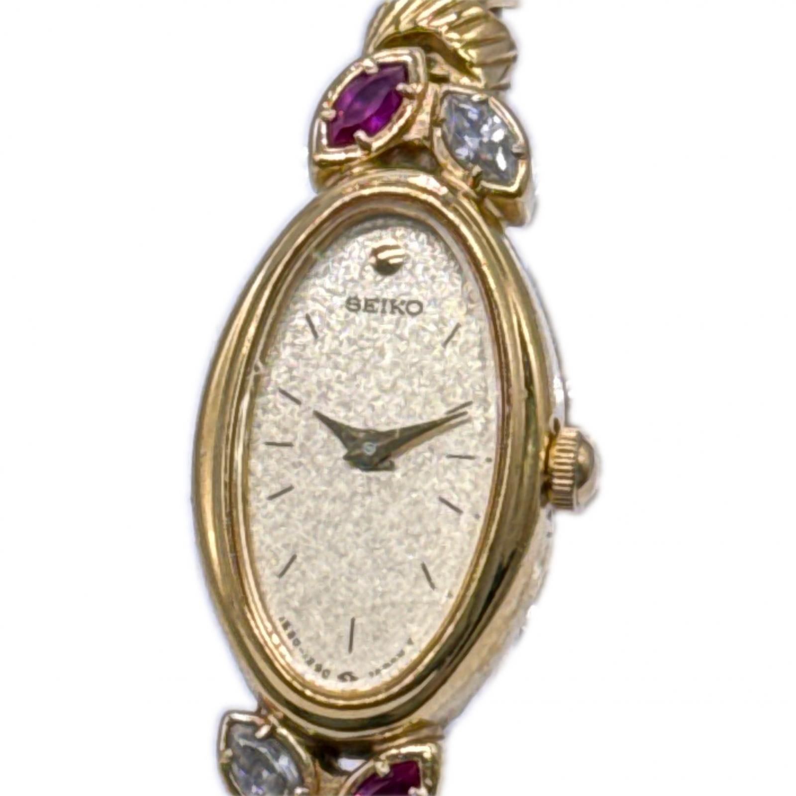 正常可動 SEIKO セイコー 7 D 0380 腕時計 装飾入り ジュエリーウォッチ クォーツ ゴールド ステンレス レディース
