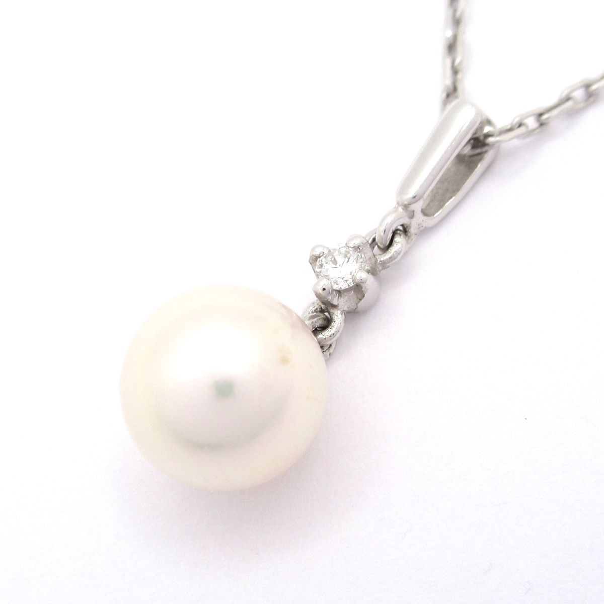 mikimoto ミキモト ネックレス K 18 WG ダイヤモンド アイボリー 総重量 2 8 g 1 Pダイヤ ダイヤ約0 03カラット