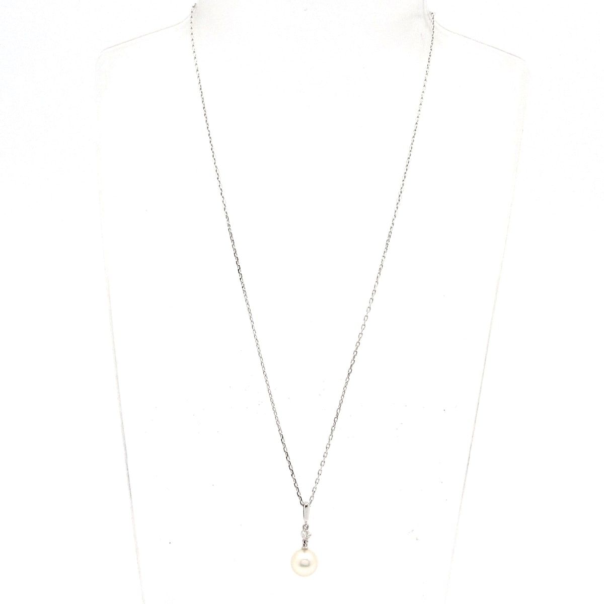 mikimoto ミキモト ネックレス K 18 WG ダイヤモンド アイボリー 総重量 2 8 g 1 Pダイヤ ダイヤ約0 03カラット