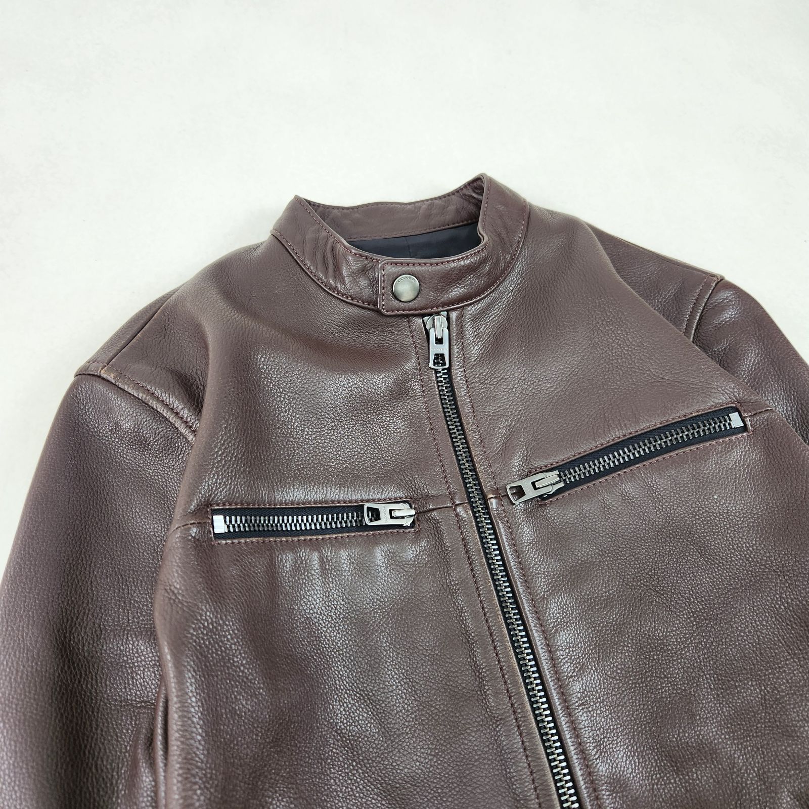 COACH シングルライダース 現行 ブラウン コーチ 本革 S相当 - メルカリ