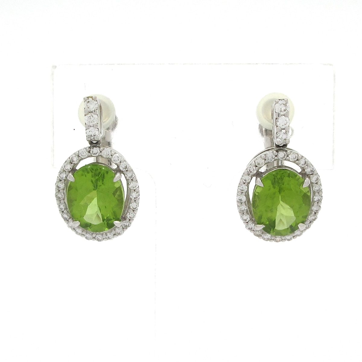 Unbranded ノーブランド イヤリング K 14 WG×ダイヤモンド×ライトグリーン 総重量 5.7 g 2.76刻印 D 0.31刻印