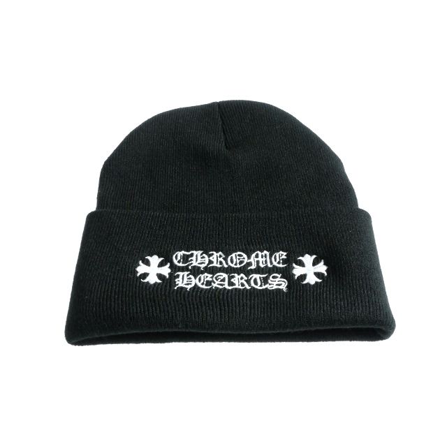クロムハーツ CHROME HEARTS CHプラス ロゴ刺繍 ニットキャップ ビーニー 帽子 OS ブラック 黒 正規