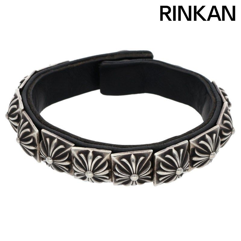 クロムハーツ ZERO STUD SNGL ROW ピラミッドシングル レザーブレスレット メンズ