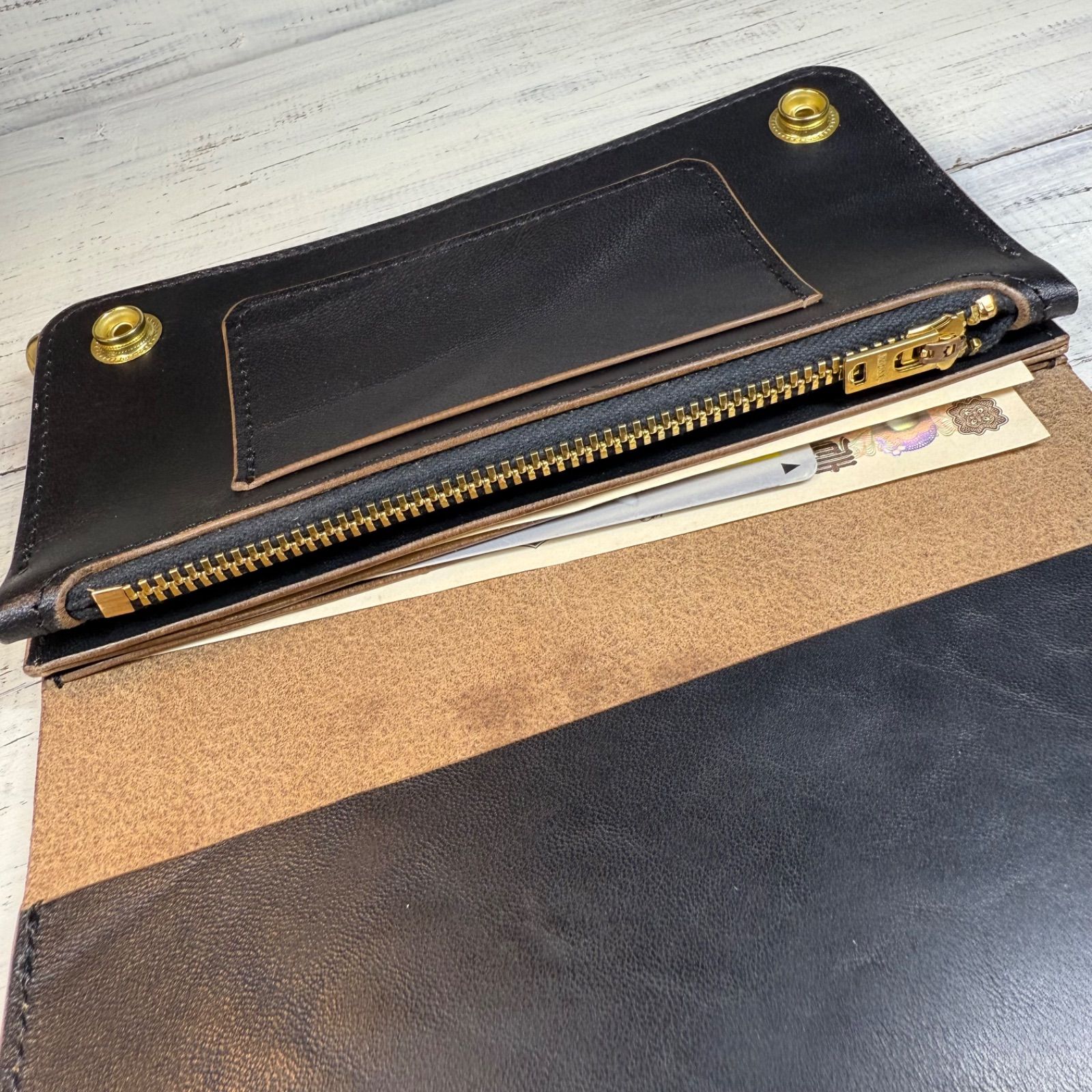 トラッカーウォレット ロング 3層】ホースバット ゴールド universal