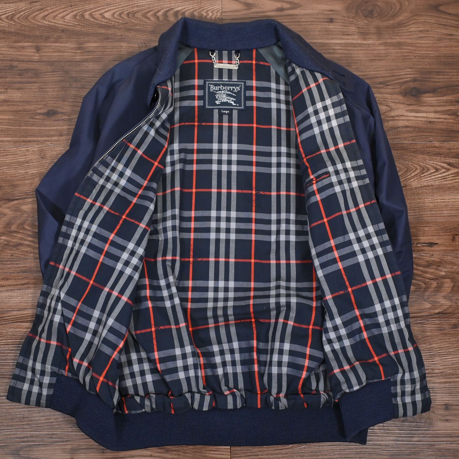 バーバリー スイングトップ ハリントンジャケット ネイビー チェック L