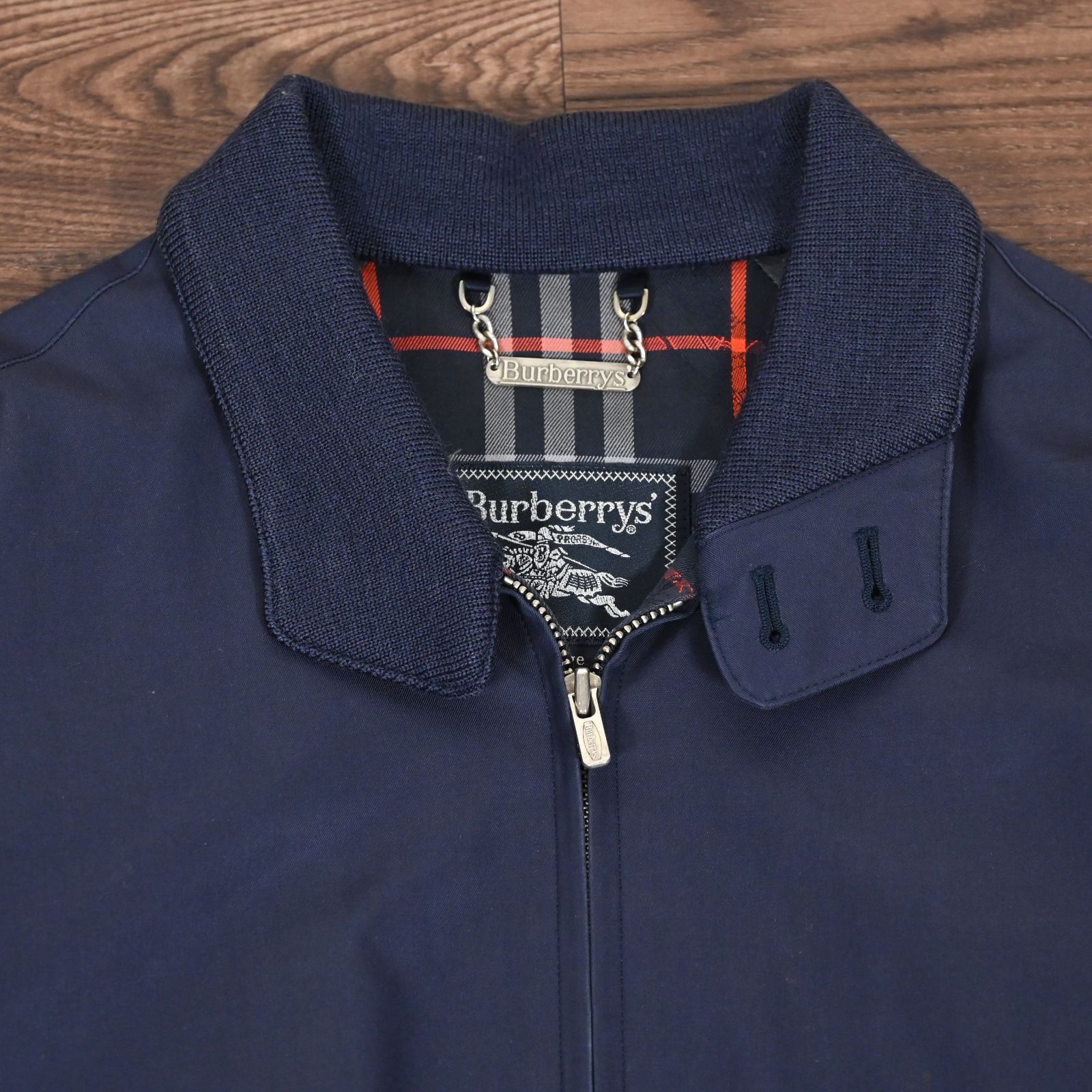 バーバリー スイングトップ ハリントンジャケット ネイビー チェック L
