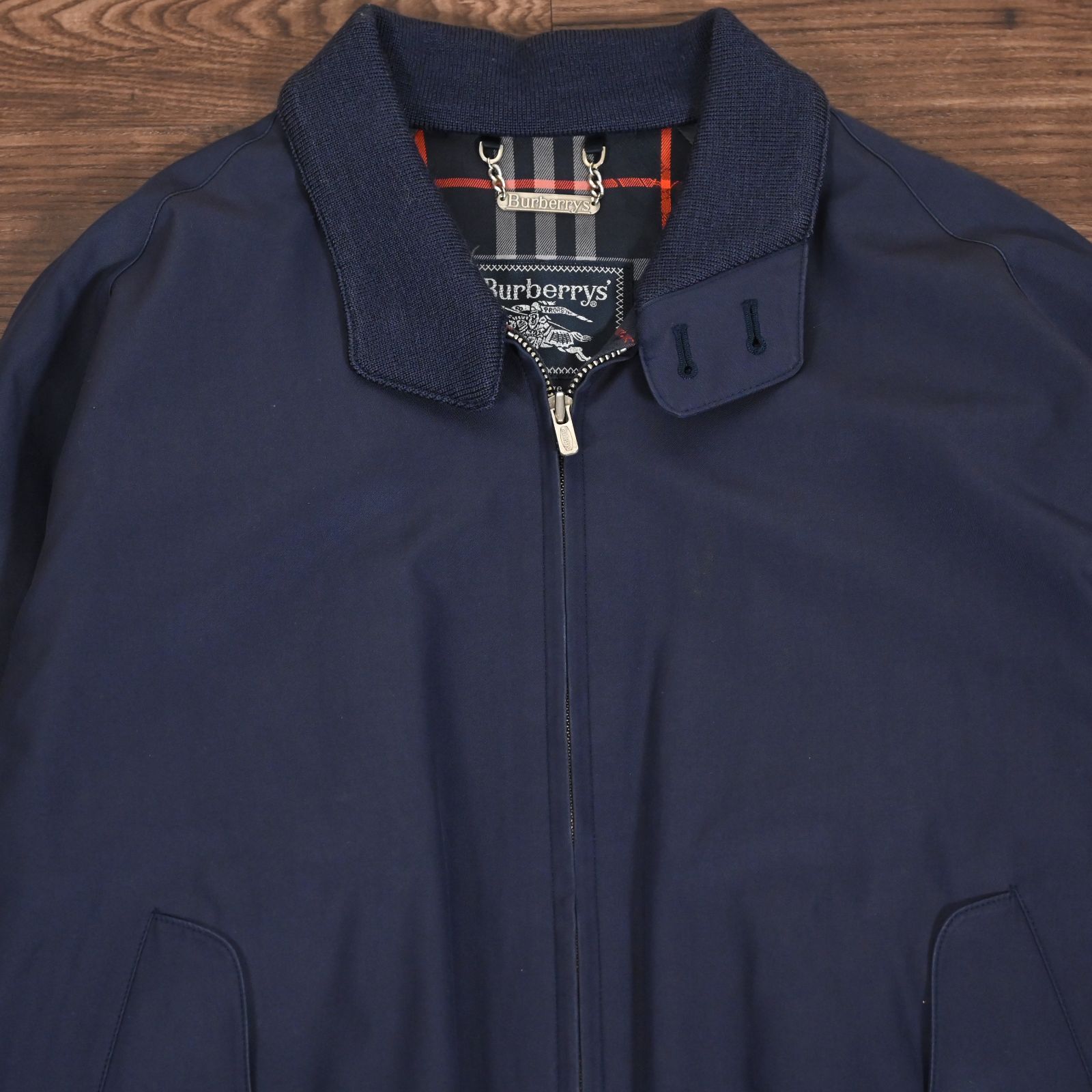 バーバリー スイングトップ ハリントンジャケット ネイビー チェック L