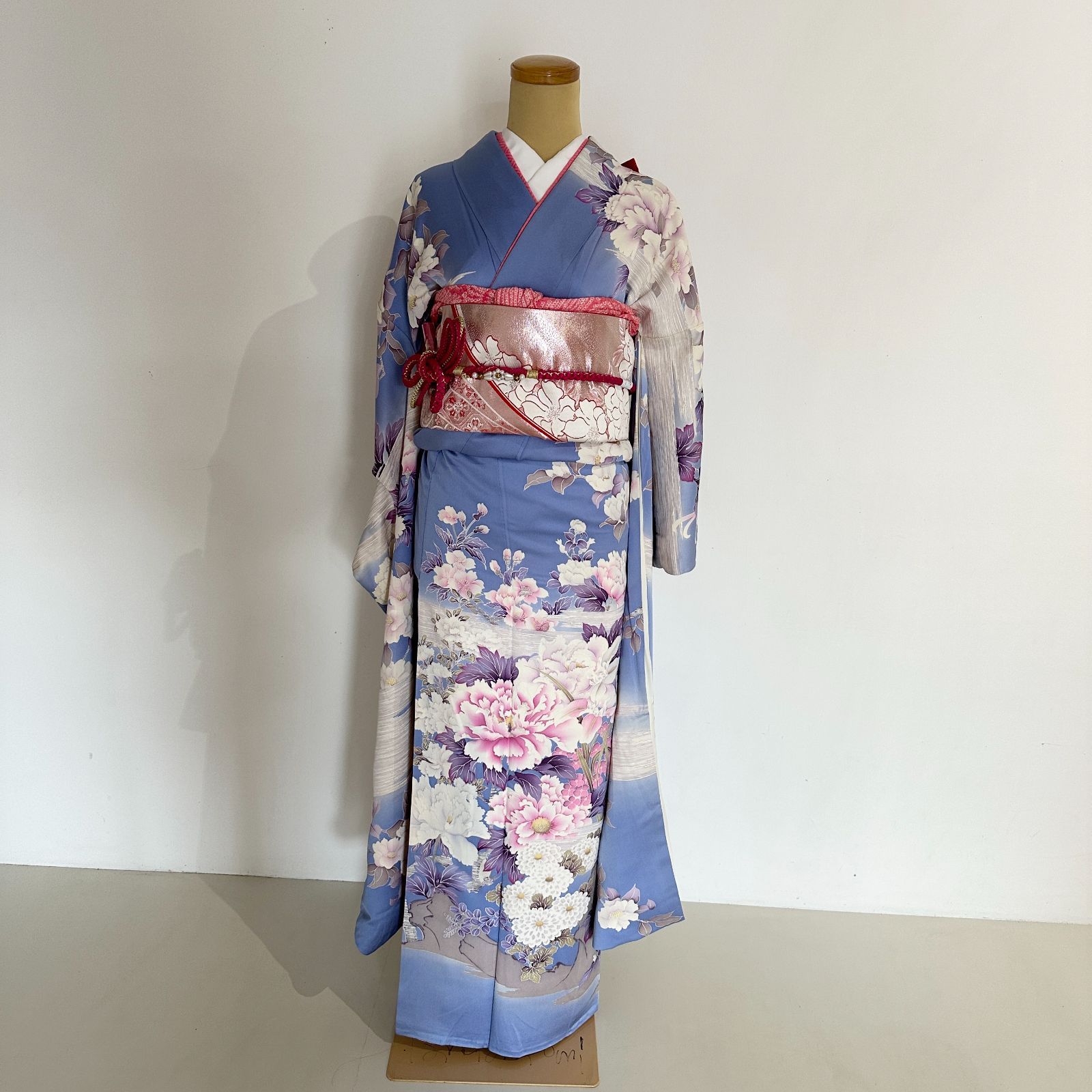 成人振袖 7点フルセット 振袖セット 振袖一式 水色 シンプル 華やか