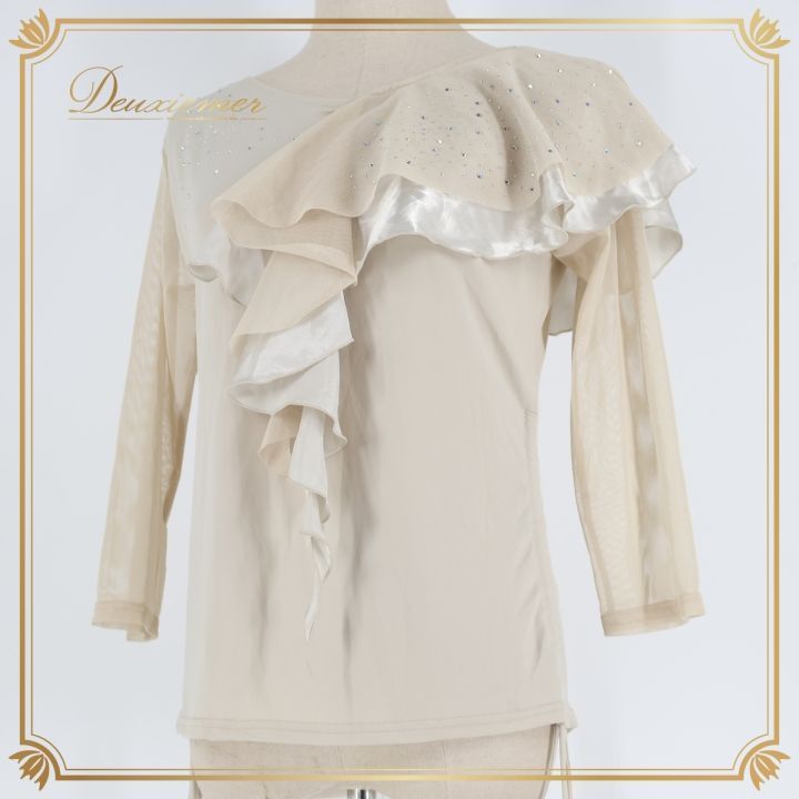 社交ダンス 衣装 トップス ブラウス ベージュ系 タカダンス TAKA DANCE