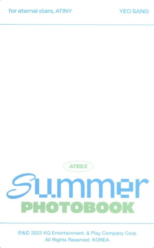 ATEEZ 2023 SUMMER PHOTOBOOK YEO SANG トレーディングカード - メルカリ