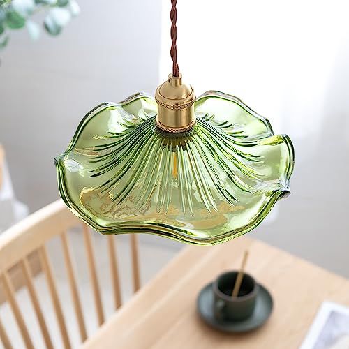 新品】真鍮 グラス シェード ペンダントライト オシャレ 昭和レトロ