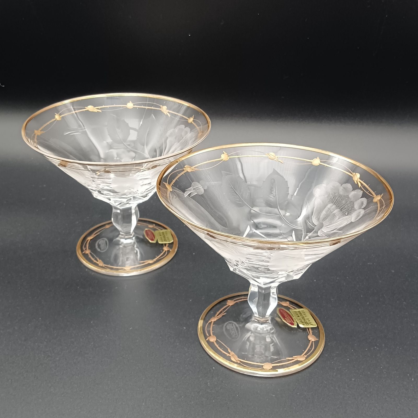 モーゼル:リキュールグラスペアセット モーゼル 金彩装飾 リキュール