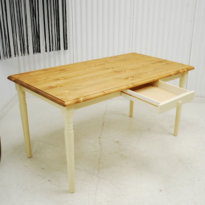 アウトレット 現品限り 一部 大 北欧調カントリーモダン 引出し付き ダイニングテーブル １４０幅 231130-フィンネル140