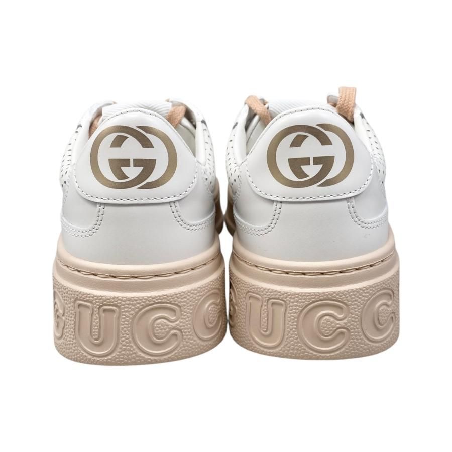 美品　希少サイズ　GUCCI グッチ　スニーカー　レザー　GGロゴ　エンボス ☆E4867 グッチ スニーカー GGエンボス チャンキー 684911 34 1/2