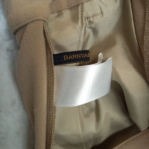  BARNYARDSTORM バンヤードストーム ワイドパンツ スラックス タック センタープレス きれいめ オフィスカジュアル ブラウン 〇 ワイドパンツ イージーパンツ パンツ