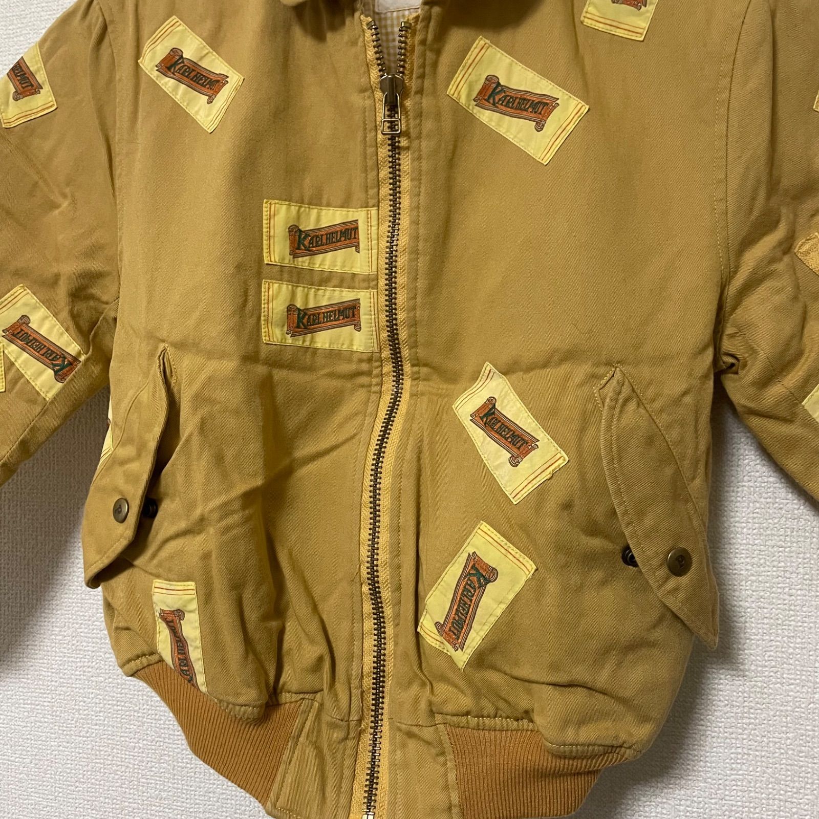  Karl Helmut カールヘルム ボンバージャケット ブルゾン ヴィンテージ パッチワーク MA-1 120 ベージュ系 キャメル 茶 綿 ポリエステル MA-1 ジャケット ブルゾン