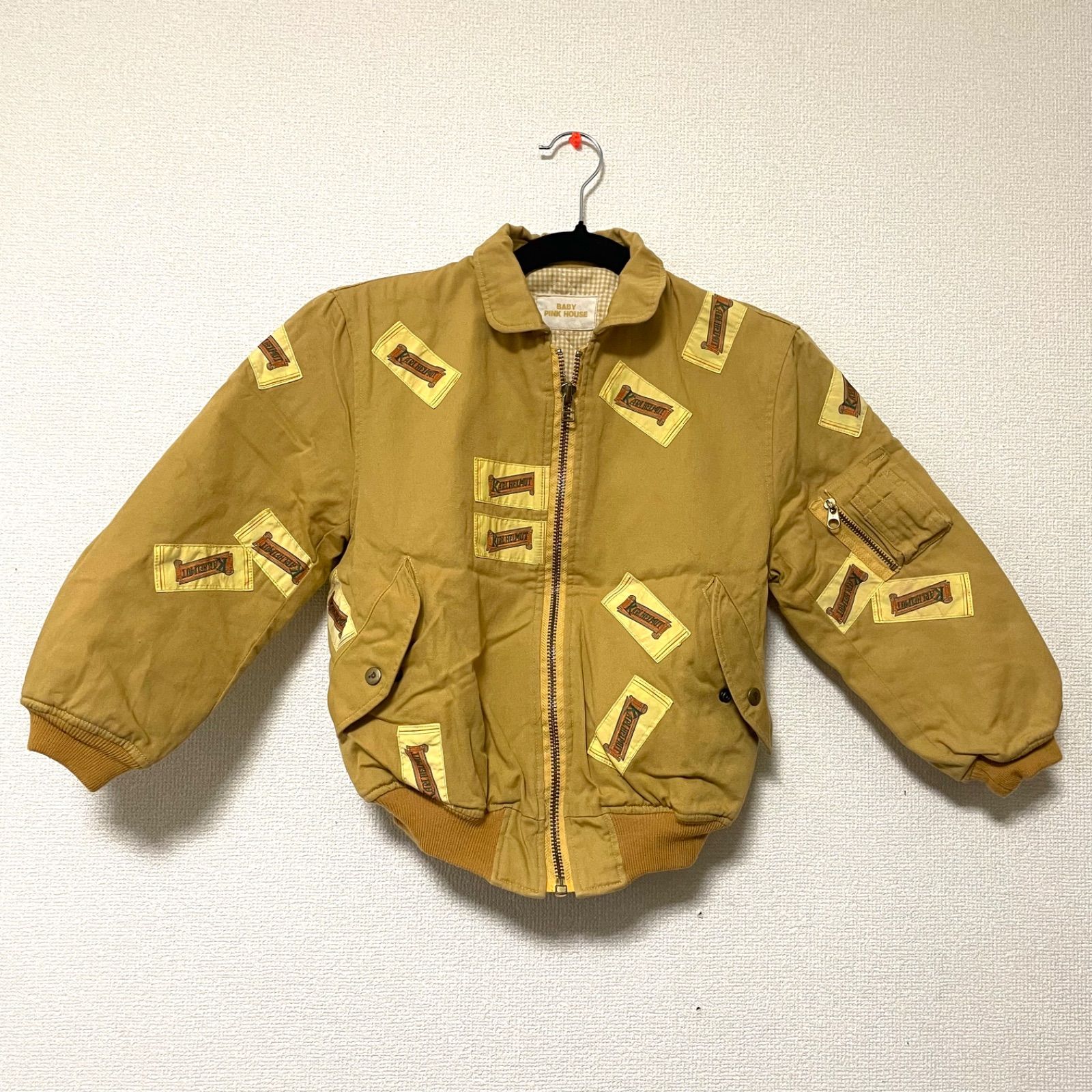 Karl Helmut カールヘルム ボンバージャケット ブルゾン ヴィンテージ パッチワーク MA-1 120 ベージュ系 キャメル 茶 綿 ポリエステル