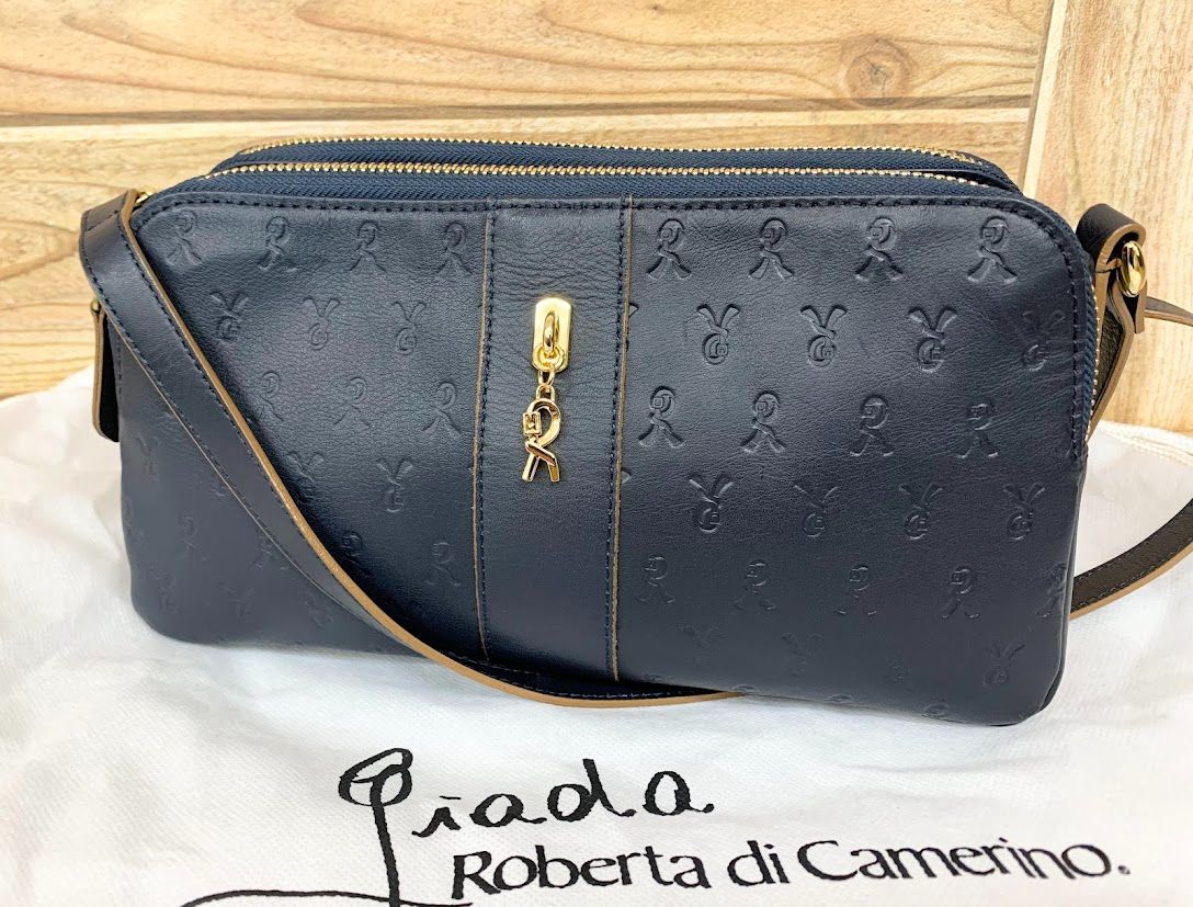 極美品 ロベルタディカメリーノ ミヌエット ショルダーバッグ ネイビー