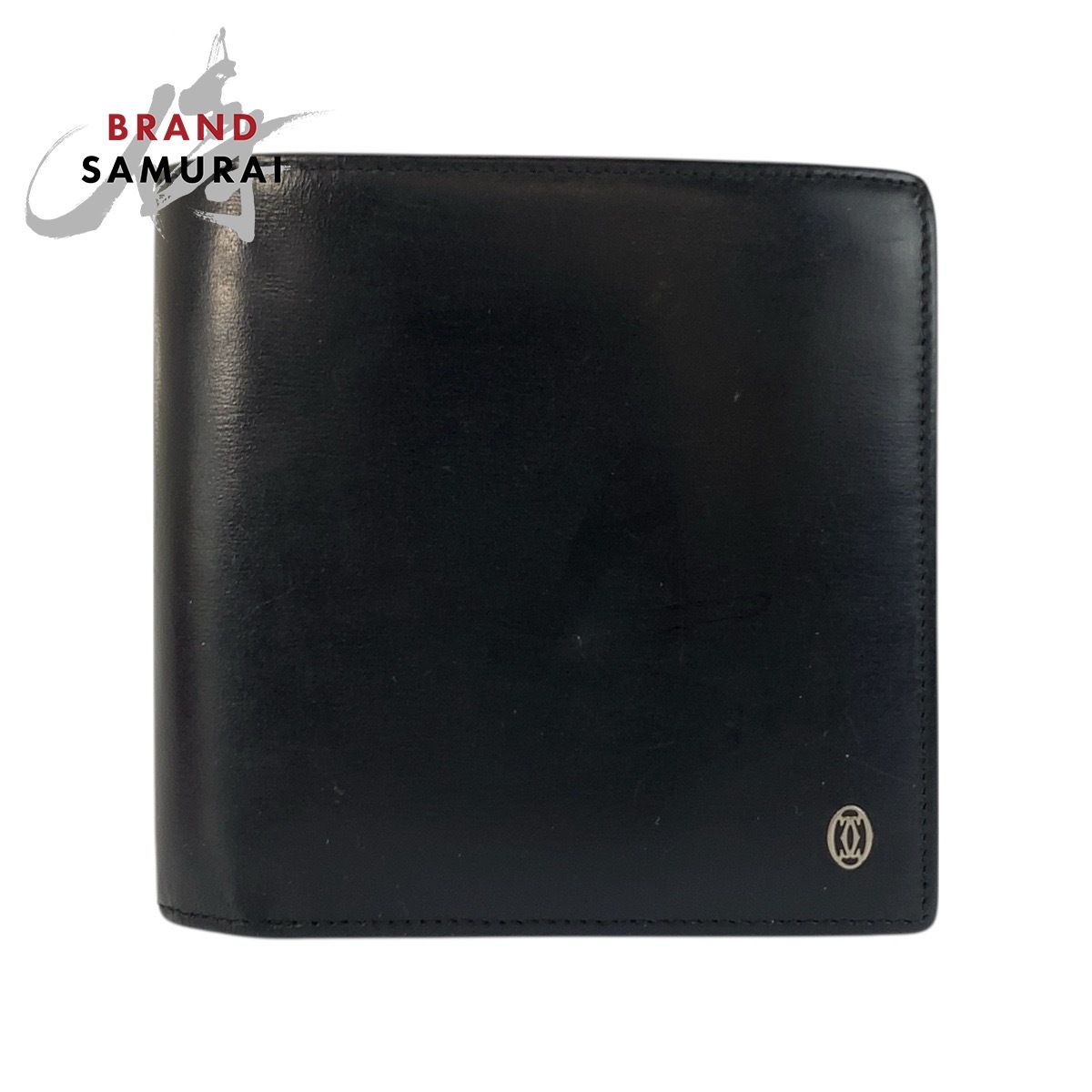 CARTIER カルティエ パシャ ブラック 黒 シルバー金具 レザー 折り財布 