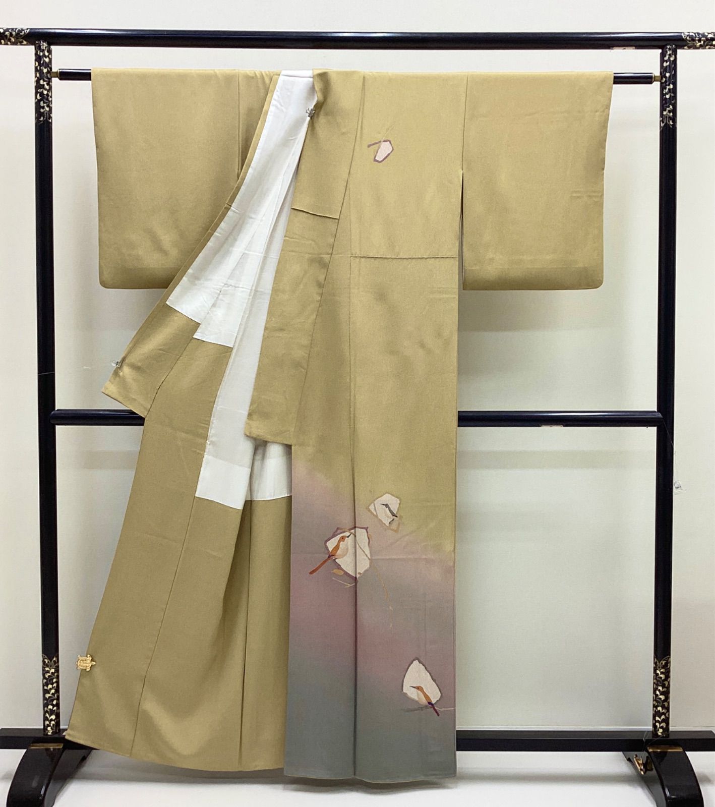品 袷着物 付け下げ 鳥柄 正絹R 123