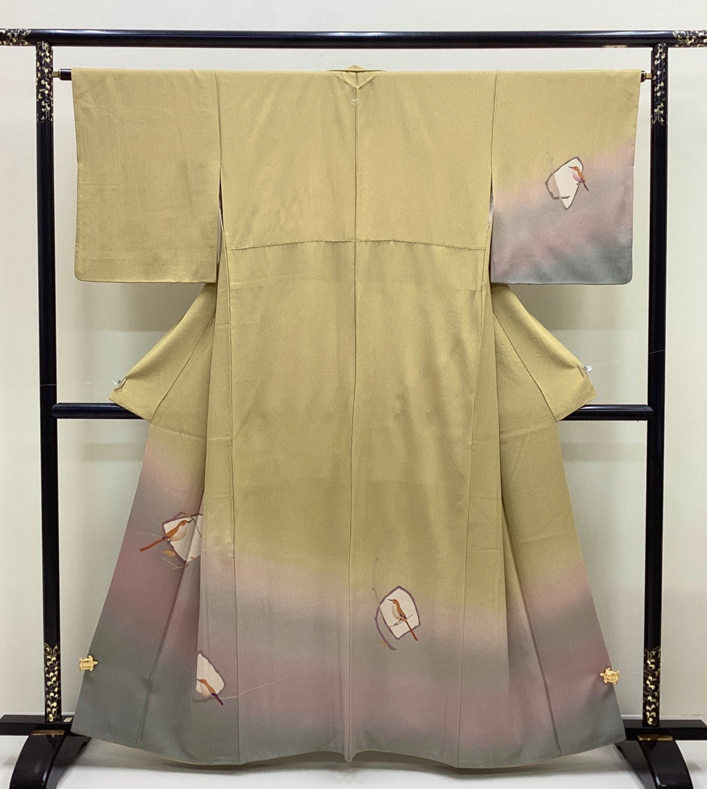 品 袷着物 付け下げ 鳥柄 正絹R 123