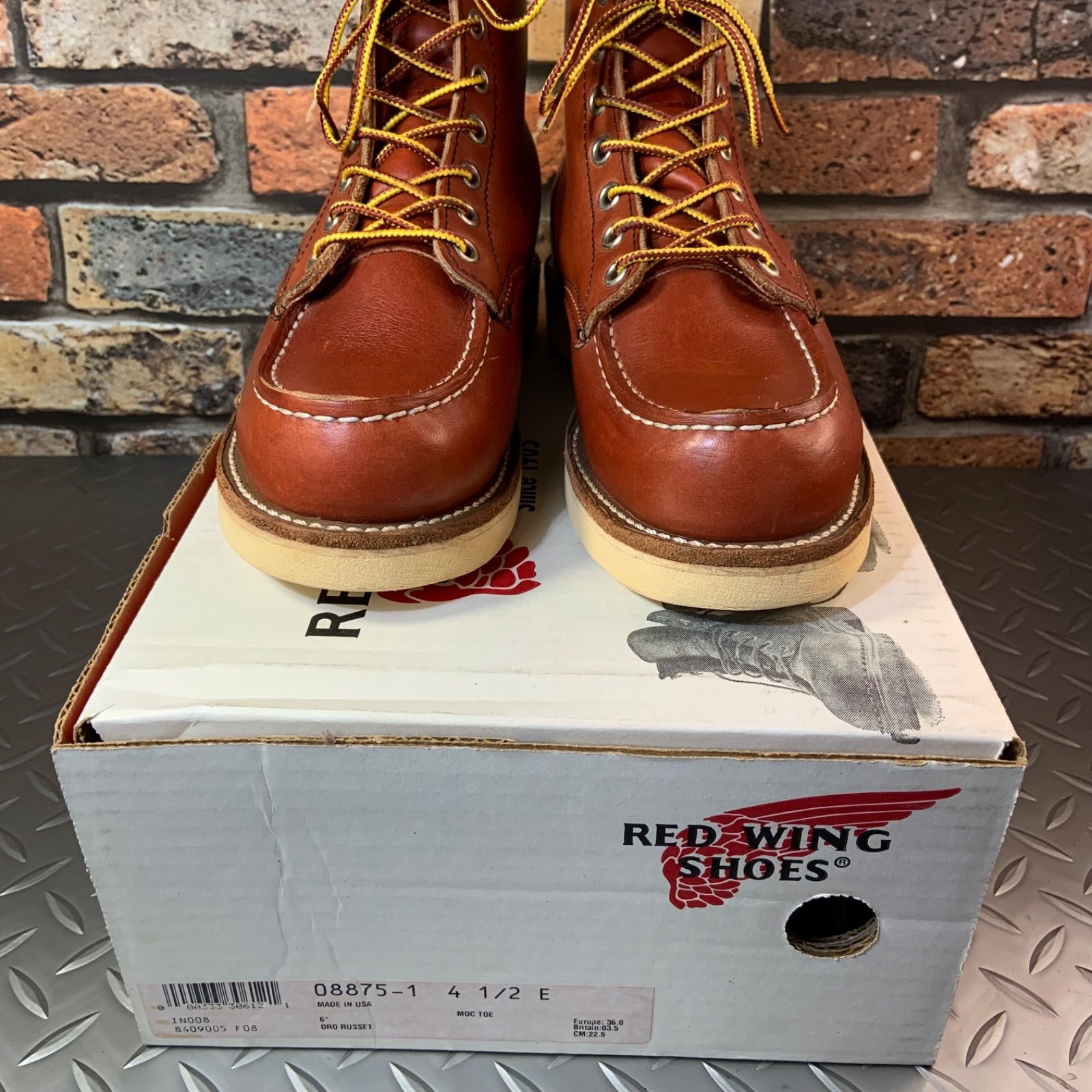 REDWING 8875 モックトゥワークブーツ 2009年製 US 4.5 E JP 22.5㎝ レッドウイング アメリカ製 25 L 5-8875