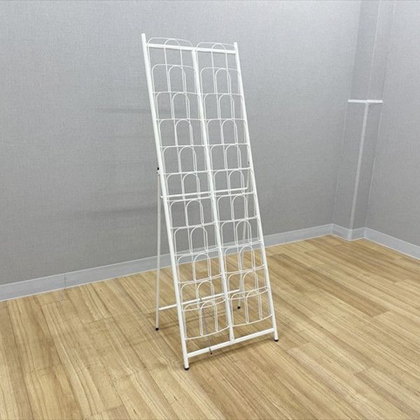 パンフレットスタンド 折りたたみ可 マガジンラック 2列10段 ホワイト