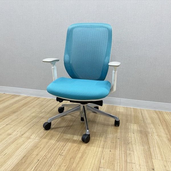 オカムラ シルフィーチェア ハイバック メッシュ 肘付 オフィスチェア ブルーグリーン