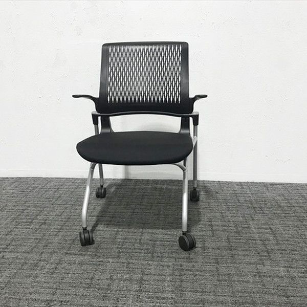 コクヨ ミーティングチェア スタッキング 肘付 オルディナ キャスター付 ブラック