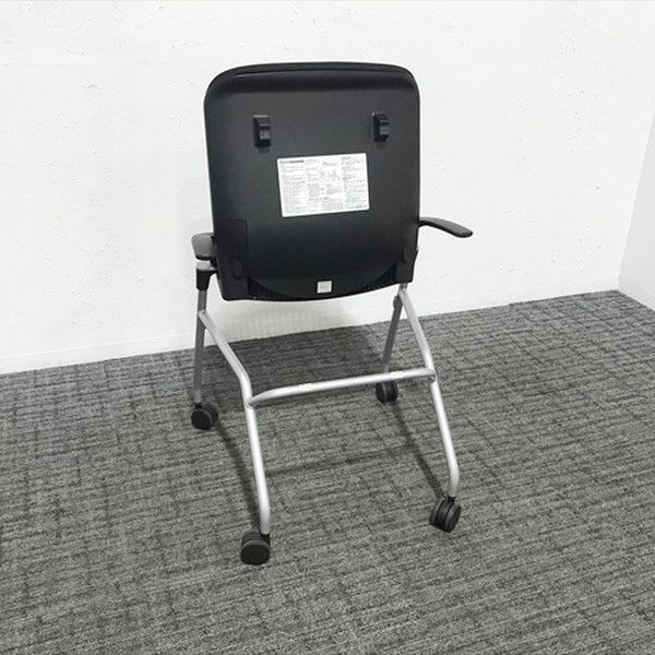  コクヨ ミーティングチェア スタッキング 肘付 オルディナ キャスター付 ブラック 背もたれ折りたたみ オフィスチェア ワークチェア 椅子 チェア