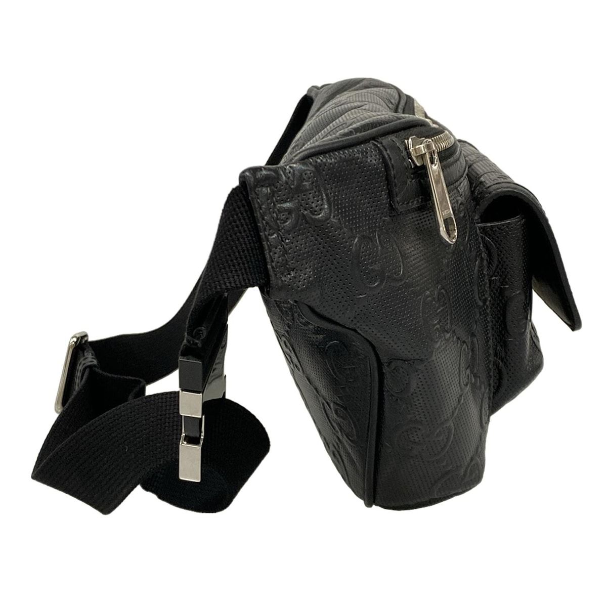 GUCCI グッチ ウエストポーチ ジャンボ GG ラージ ベルトバッグ 645093 黒 レザー