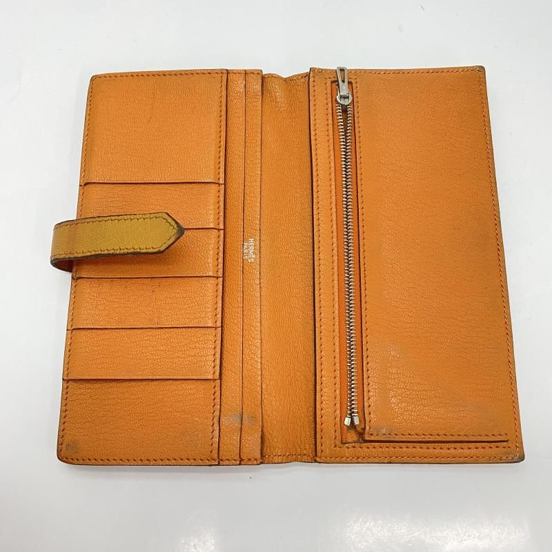 中古】Hermès ベアン スフレ 長財布 オレンジ エルメス[91] - メルカリ