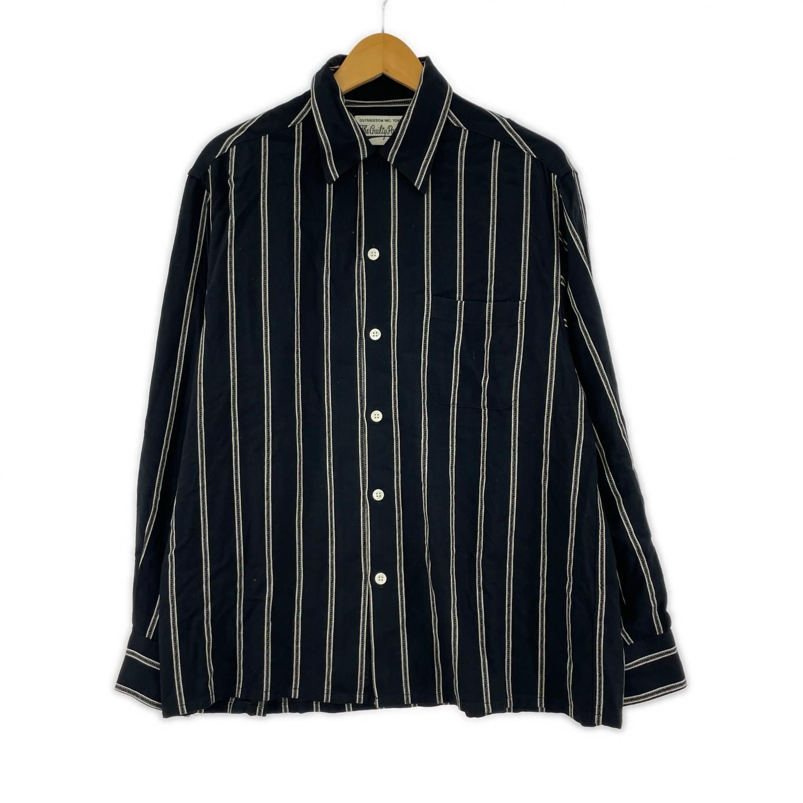 WACKO MARIA/24FW BLACK/ストライプオープンカラー シャツM WACKO MARIA/24FW BLACK/ストライプオープンカラー シャツM WACKO