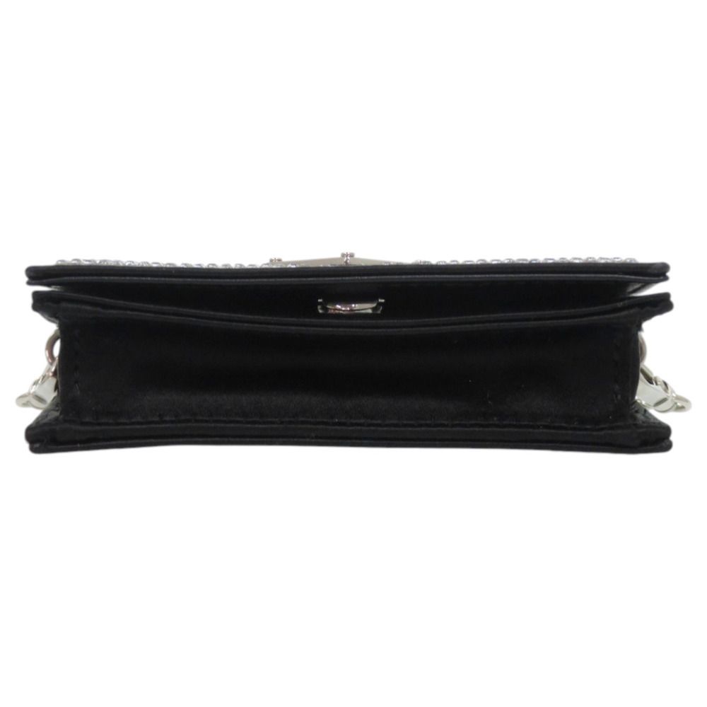 新品同様 プラダ チェーンショルダー クリスタル レザー ブラック