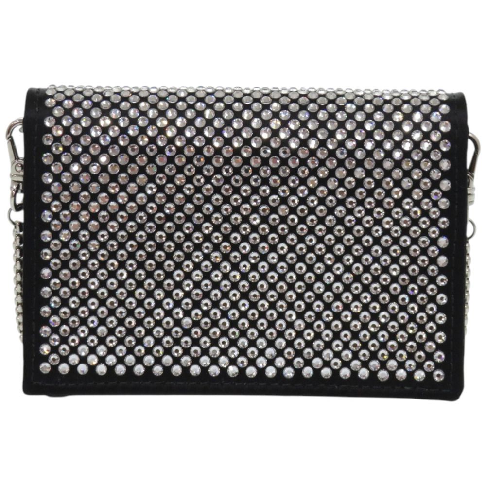 新品同様 プラダ チェーンショルダー クリスタル レザー ブラック