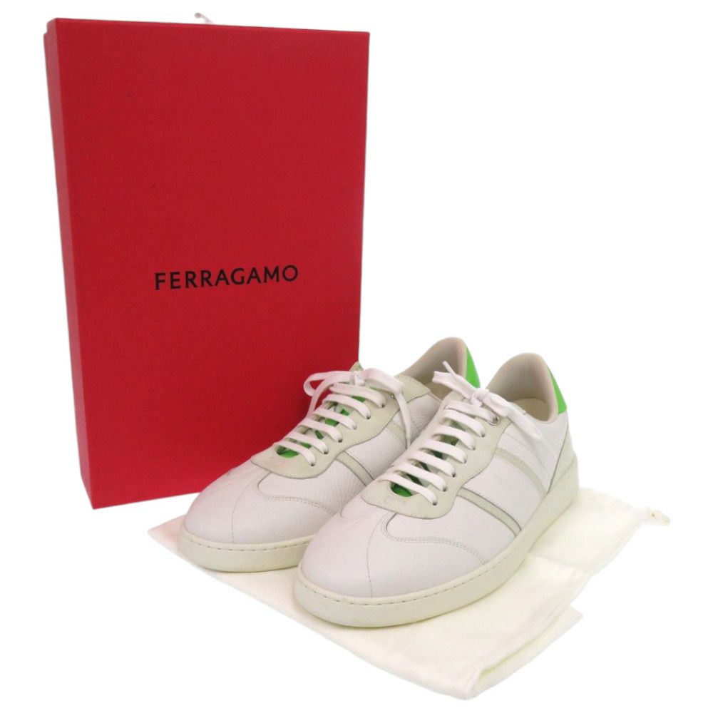 サルヴァトーレフェラガモ ACHILLE ガンチーニ 0763468 レザー スウェード ライム 緑 スニーカー 0765 Salvatore Ferragamo