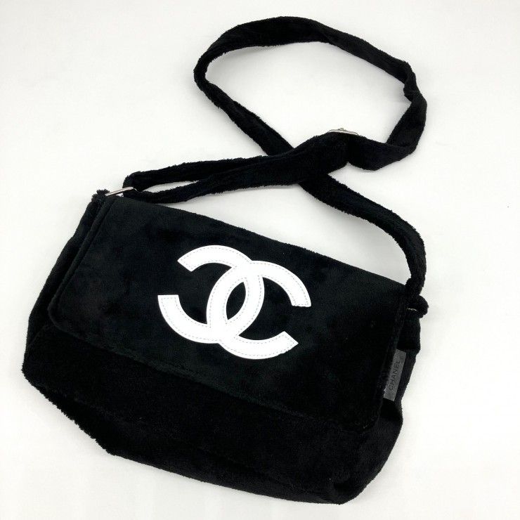 CHANEL ノベルティ ココマーク ショルダーバッグ パイル地 ブラック