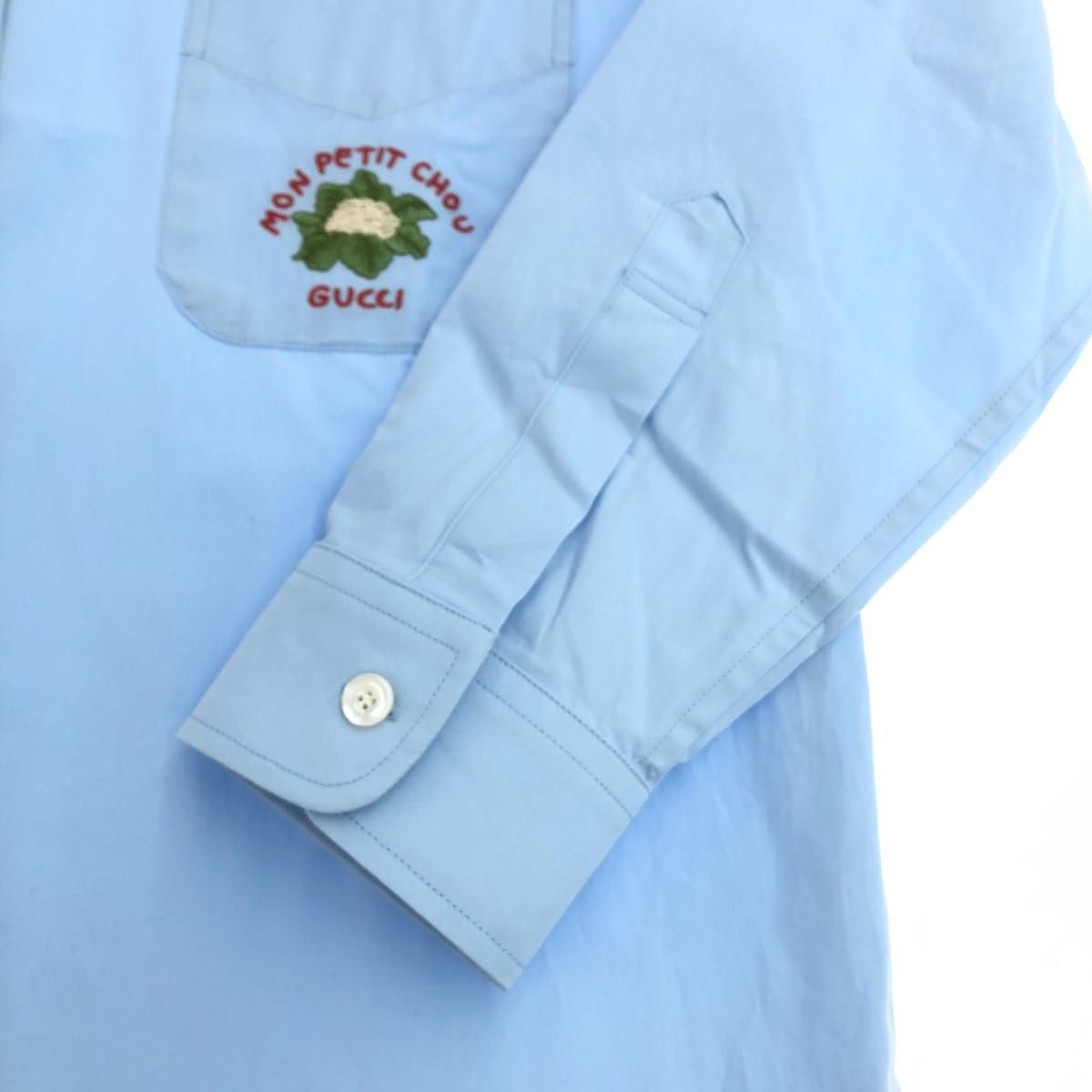 グッチ　GUCCI ワンピース　チュニック　38サイズ GUCCI グッチ シャツワンピース サイズ:44 ロゴ刺繍 ブルー レディース