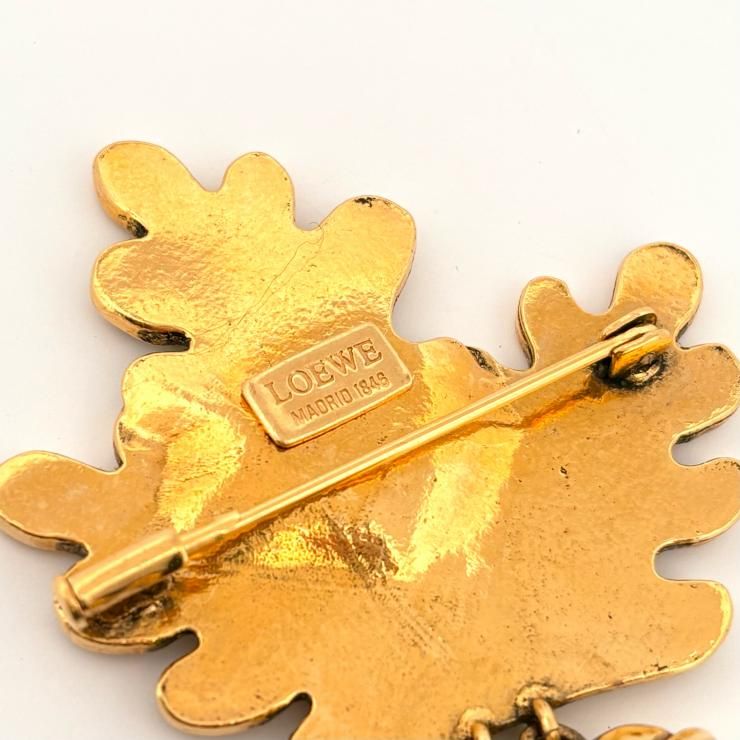  LOEWE どんぐり ブローチ ゴールド GP ヴィンテージ 鑑定済み ロエベ ブローチ コサージュ アクセサリー