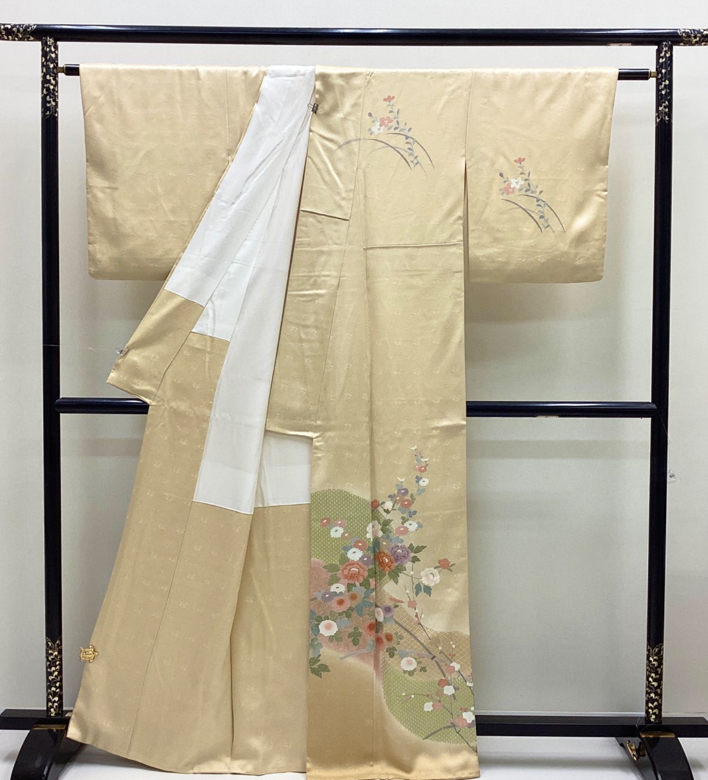 品 袷着物 訪問着 浅黄色 正絹R 124