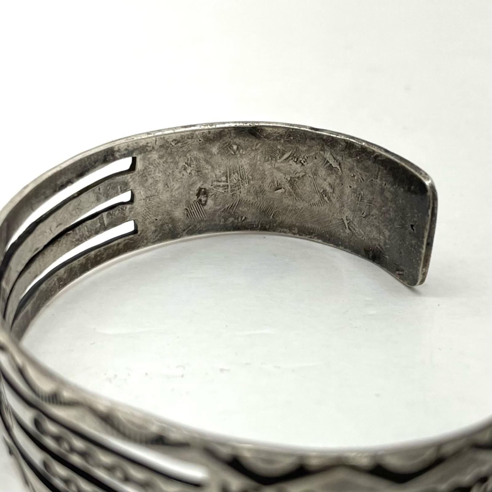 中古】インディアンジュエリー Coin Silver Indian Made バングル